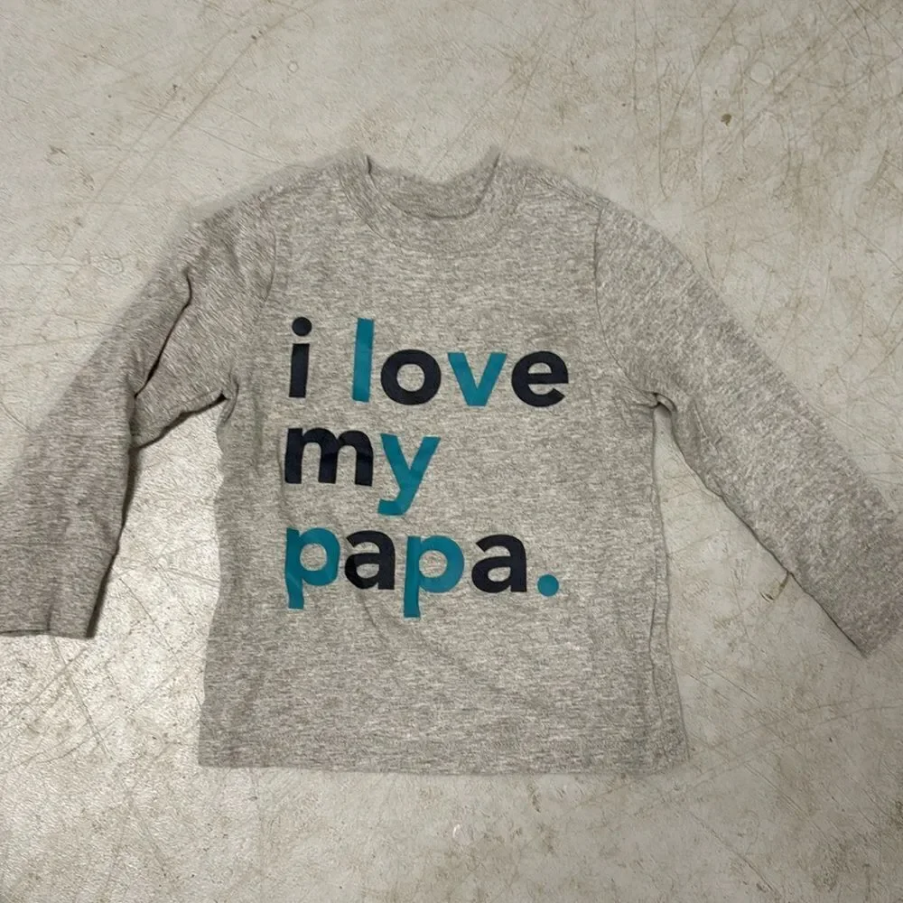 I love my Papa Love Sleeve Grey T Shirt - NEVER WORN - 18-24 M Boys
